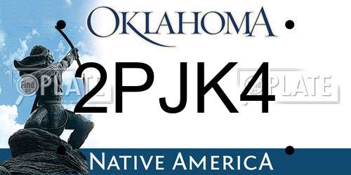 2PJK4 Oklahoma License Plate