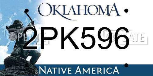 2PK596 Oklahoma License Plate