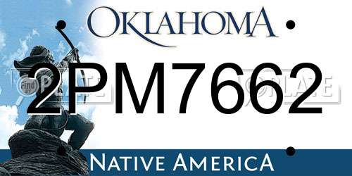 2PM7662 Oklahoma License Plate