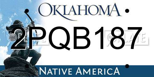 2PQB187 Oklahoma License Plate