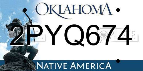 2PYQ674 Oklahoma License Plate