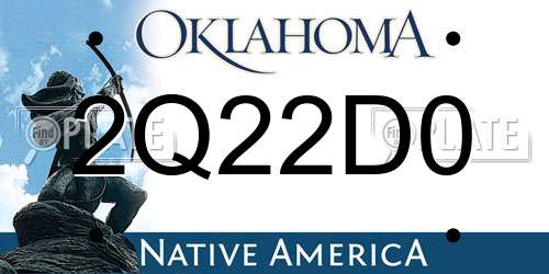 2Q22D0 Oklahoma License Plate