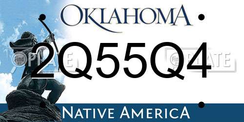 2Q55Q4 Oklahoma License Plate