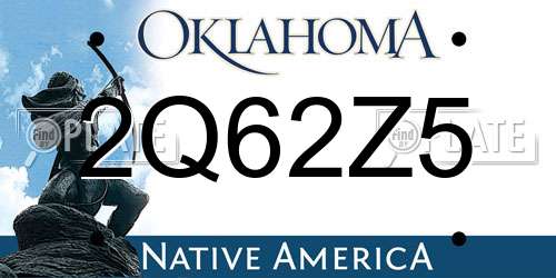 2Q62Z5 Oklahoma License Plate