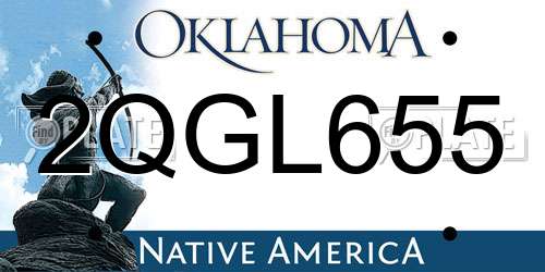 2QGL655 Oklahoma License Plate
