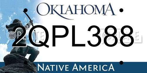2QPL388 Oklahoma License Plate