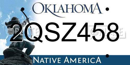 2QSZ458 Oklahoma License Plate
