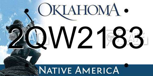 2QW2183 Oklahoma License Plate