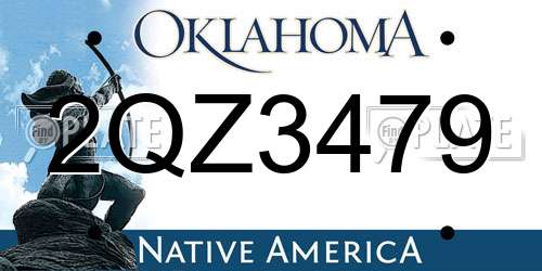 2QZ3479 Oklahoma License Plate