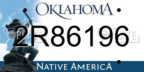 2R86196 Oklahoma License Plate