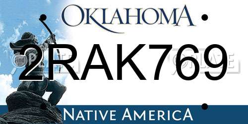 2RAK769 Oklahoma License Plate
