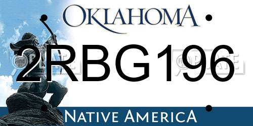 2RBG196 Oklahoma License Plate