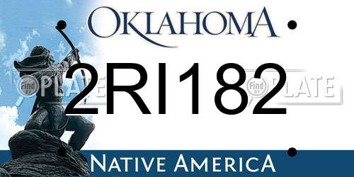 2RI182 Oklahoma License Plate