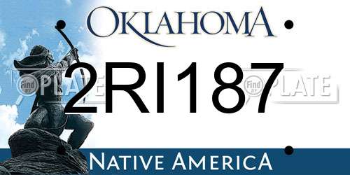 2RI187 Oklahoma License Plate