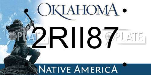 2RII87 Oklahoma License Plate