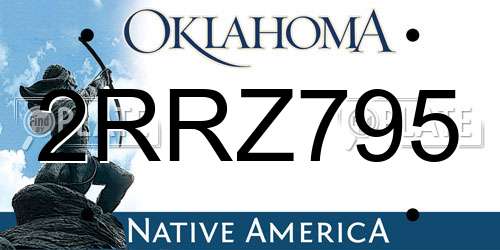 2RRZ795 Oklahoma License Plate