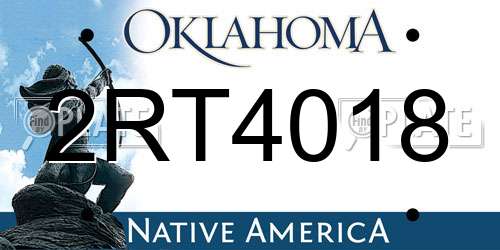 2RT4018 Oklahoma License Plate