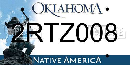 2RTZ008 Oklahoma License Plate