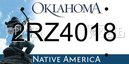 2RZ4018 Oklahoma License Plate
