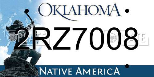 2RZ7008 Oklahoma License Plate