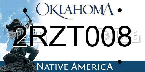 2RZT008 Oklahoma License Plate