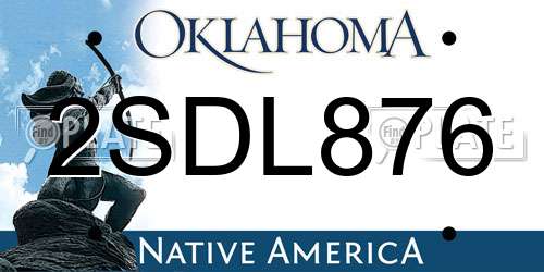 2SDL876 Oklahoma License Plate