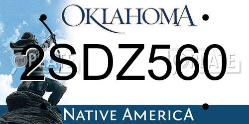 2SDZ560 Oklahoma License Plate