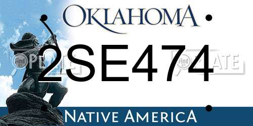 2SE474 Oklahoma License Plate