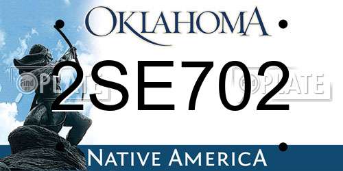 2SE702 Oklahoma License Plate