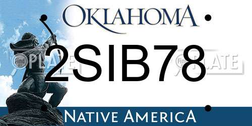 2SIB78 Oklahoma License Plate