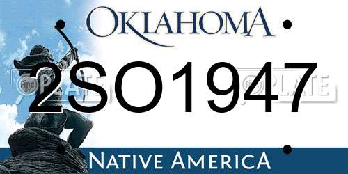 2SO1947 Oklahoma License Plate