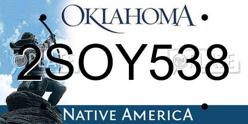 2SOY538 Oklahoma License Plate