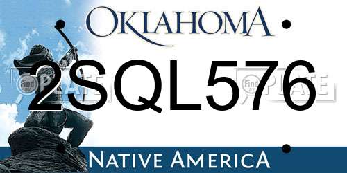 2SQL576 Oklahoma License Plate