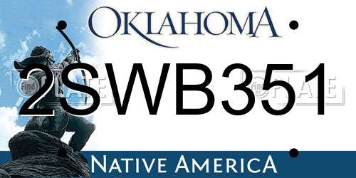 2SWB351 Oklahoma License Plate