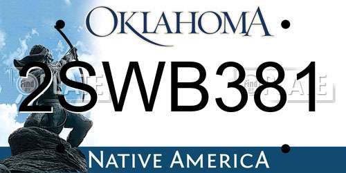 2SWB381 Oklahoma License Plate