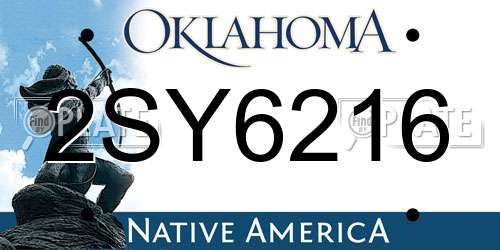 2SY6216 Oklahoma License Plate