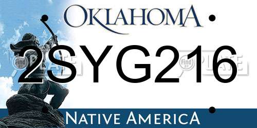 2SYG216 Oklahoma License Plate