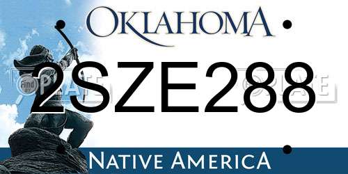 2SZE288 Oklahoma License Plate