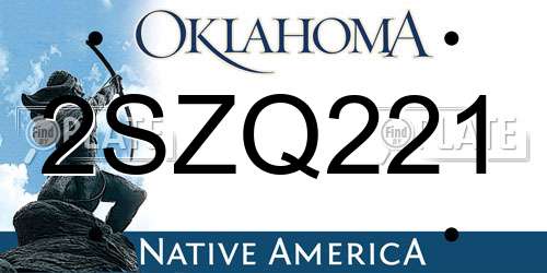 2SZQ221 Oklahoma License Plate