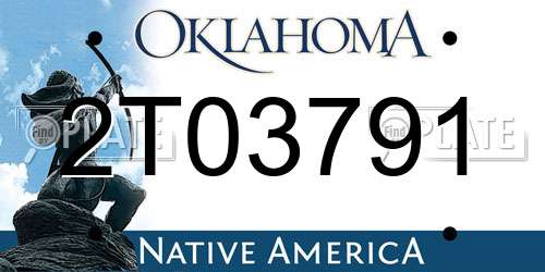 2T03791 Oklahoma License Plate