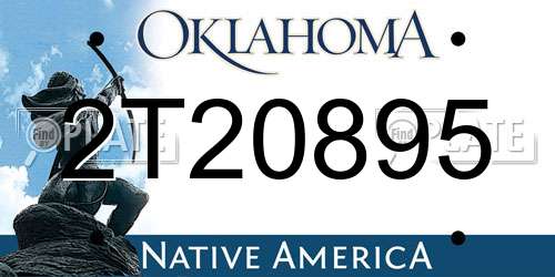 2T20895 Oklahoma License Plate