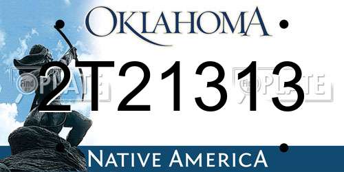 2T21313 Oklahoma License Plate