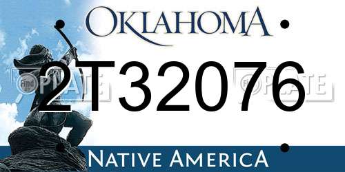 2T32076 Oklahoma License Plate