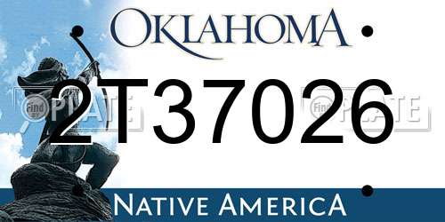2T37026 Oklahoma License Plate