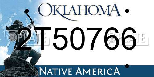 2T50766 Oklahoma License Plate