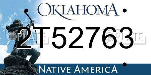 2T52763 Oklahoma License Plate