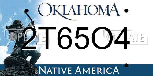 2T65O4 Oklahoma License Plate