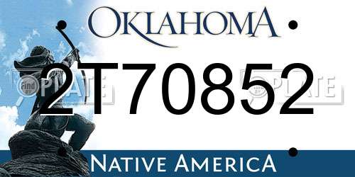 2T70852 Oklahoma License Plate