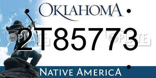 2T85773 Oklahoma License Plate