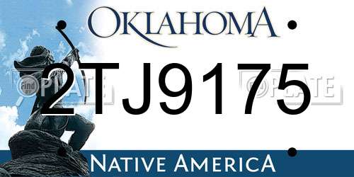 2TJ9175 Oklahoma License Plate
